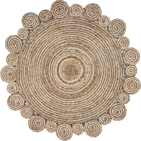 Homeroots 8 ft. Round Natural Coiled Area Rug 395185